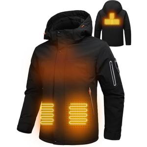 Men's Heated Jacket Winter Waterproof Ski Jacket Insulated Windproof Outdoor Heated Coat Mountain Windbreaker (Medium, Black)