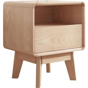 100% Solid Wood Nightstand, Nearly Fully-Assembled, Rustic Natural, 16.54"W x 13.78"D x 20.47"H