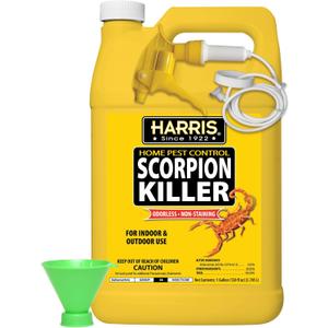 Harris Scorpion Killer, Liquid Spray with Odorless and Non-Staining Extended Residual Kill Formula (Gallon) 128 Fl Oz Includes Refill Funnel and Trigger Sprayer Applicator