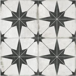 The Tiles Plaza Encaustic Peel and Stick Backsplash, Black Star Patterned Vintage Stick on Tiles, Stone Composite Self-Adhesive Wall Tile Sticker for Kitchen Bathroom Fireplace Stairs, 10 Sheets