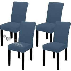 Easy-Going 100% Waterproof Dining Room Chair Cover Set of 4, Stretch Jacquard Parson Chair Slipcover Removable Washable Chair Protector for Home, Restaurant, Banquet (XLarge, Bluestone)