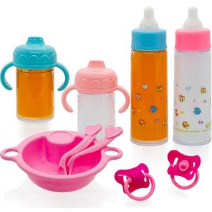 SAIBURAZ Baby Doll Bottle Accessories Toys Baby Doll Magic Bottles Playset Disappearing Bottles with Pacifier for Little Girls (Big Set(for 12-18" Doll))