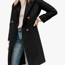 Yousify Womens Notched Lapel Collar Double Breasted Pea Coat Winter Wool Blend Over Coats Long Jackets Size S