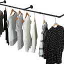 Oroonoko 72inch Industrial Pipe Clothes Rack Wall Mount For Hanging Rod Bar for Laundry Room, Closet Rod& Plant Hanger Up to Max Load 135Lb Black (72inch(1 Pack))