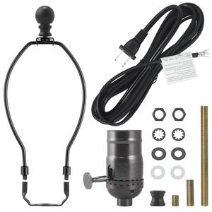 Lamp Rewire Kit Make a Lamp Repair Kits E26 Light Socket Matching Cord Wire Harp Making Supplies Set Lamp Wiring Kit for Table Floor Lamp with All Parts Needed for DIY Lamp Design - Black