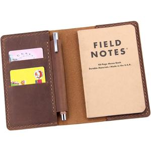 Leather Notebook Cover for Field Notes, Handmade Journal Cover for Moleskine Cahier Journal, Leather Cover with Pen Holder fits 3.5" x 5.5" Pocket Notebook - Brown