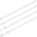 4 Pack Tension Curtain Rod 28-48 Inch, Small Short Adjustable Extendable Spring Loaded Rods for Windows Cabinet Blinds Closet Bedroom Kitchen Bathroom Door No Drilling White