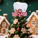 Suncalla Christmas Chef Hat Tree Topper Gingerbread Themed Christmas Tree Decoration Baker's Hat with Candy, Bow Decor Bakers Xmas Gifts for Gingerbread-Themed, Kitchen, Holiday Decor