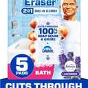 Mr. Clean Magic Eraser Sponge, Bathroom Cleaner, Shower Cleaner, Tub Cleaner, Soap Scum Remover, Bathroom Cleaning Supplies, Dawn Cleaning Power with Febreze Lavender Scent, 5ct (5 Count (Pack of 1))