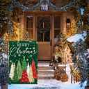 Merry Christmas Garden Flag Red Green Xmas Trees Snowflakes Patterns Yard Flag 12x18 Inch Garden Decorative Sign with Double-Sided Printing for Home Outside Yard Welcome Sign