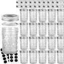 VERONES Mason Jars 8OZ, 8 OZ Canning Jars Jelly Jars with Regular Lids and Bands, Ideal for Jam, Honey, Wedding Favors, Shower Favors, 20 Pack,Extra 20 Lids