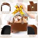 Wonderjune Empty Gifts Baskets with Mother's Day Leather Gift Bags Ribbons Greeting Cards Empty Baskets with Handles for Mother's Day Lover Birthday Shower Favor Wrapping Gift(Brown,Large)