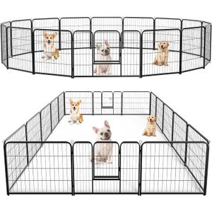SMUG Heavy-Duty Iron Dog Playpen  16 Panels 24 Durable, Rust-Resistant Pet Fence for Indoor & Outdoor Use, Secure & Spacious Pet Play Area for Dogs, Puppies & Small Animals