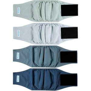 Paw Legend Washable Dogs Diapers Male Dog Belly Bands for Male Dogs Diapers Reusable Puppy & Doggie Diapers Male (4 Pack, Large) (Navy and Grey)
