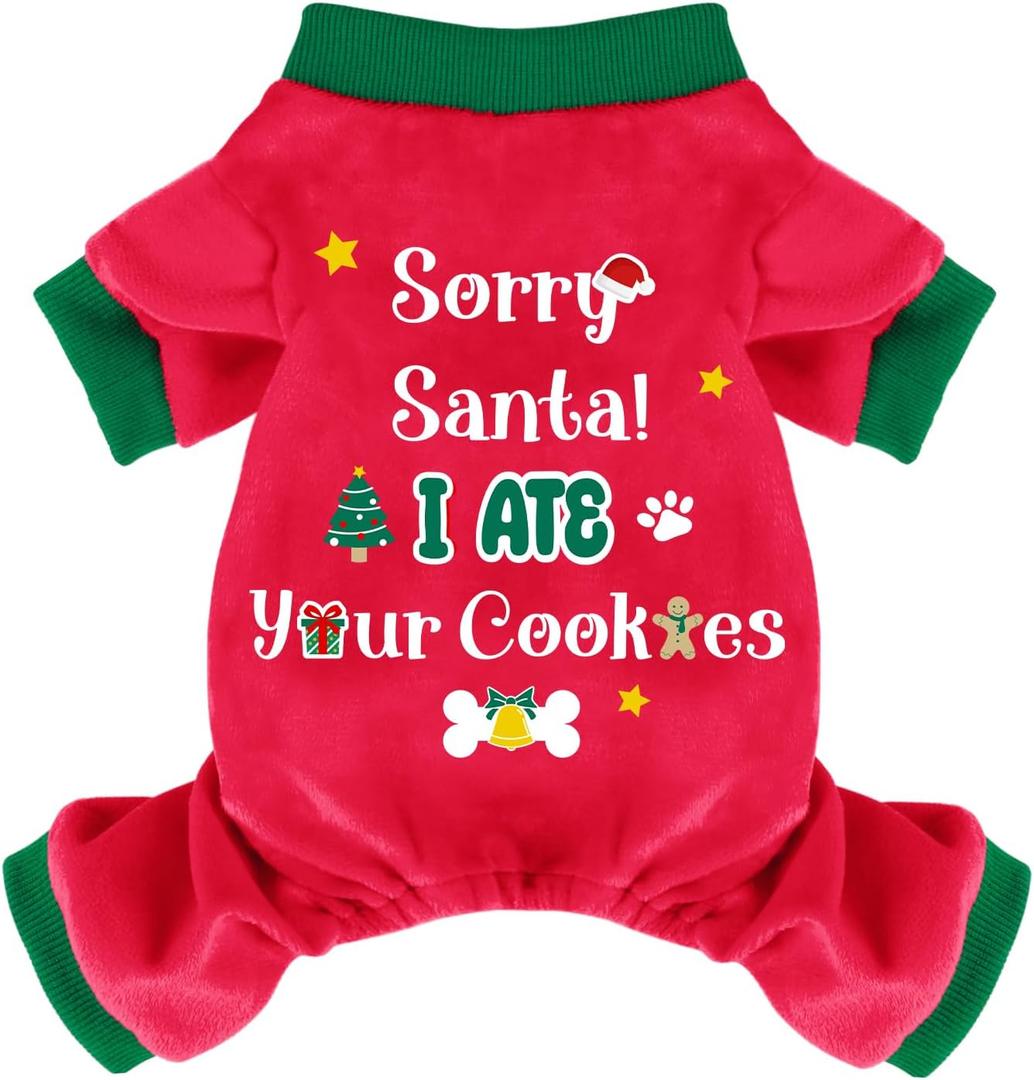 Dog Christmas Pajamas - Soft Velvet Dog Winter Clothes for Small to Large Pets
