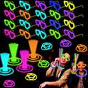 20 Pack Glow Glasses 4th of July Party Favor Supplies with 80 Glow Sticks & Connectors(for 20 Neon Heart Glasses,40 Bracelets or 13 Necklaces),Glow in the Dark Party Accessories Decorations for Parade