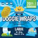 Bodhi Dog Disposable Male Dog Diapers - Super Absorbent, Leak-Proof Pee Wraps - Adjustable Fit, Comfortable Design, Advanced Moisture Control, and Wetness Indicator - Large (20 Count)