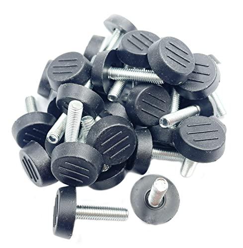 Bumugufu 30pcs M6 Thread Home Metal Adjustable Furniture Levelers Screw in Threaded，Table Chair Desk Glide Leg Leveler Leveling Screw Foot Adjuster Pad