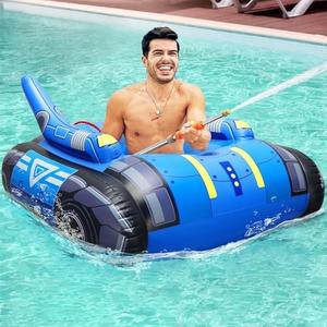 InflateBeasts Chariot Large Inflatable Tank Pool Float Adults with Stainless Steel Water Guns Swimming Floats with Water Cannon for Lake Beach Pool Party
