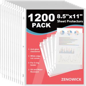 1200 Pack Sheet Protectors 8.5 x 11 inch Clear Page Protectors for 3 Ring Binder, Plastic Sleeves for Papers, Document
