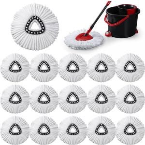 COMNICO 16 Pcs Spin Mop Replacement Heads,Microfiber Mop Replace Head White | Large, Deep Clean Refills, Spin Mops, for Easy House Cleaning, Floor Mopping