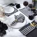 SmoothNovelty 12 Pack Buffalo Plaid Cloth Napkins 18x18 Inch Spring Checkered Cloth Napkins Scalloped Soft Cotton Table Mat Washable Reusable for Dinner Wedding Birthday Parties (Classic,Black)