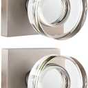 naubea 2 Pack Dummy Door Knob Glass Door Knobs Interior Satin Nickel Door Knobs for Closet and Hallway, Square Crystal Dummy Door Handle Brushed Nickel