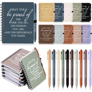 Honoson 10 Sets/20 Pcs Housekeeping Appreciation Gifts May You Be Proud The Work Notebook with Ballpoint Pen Inspirational Journals Bulk Thank You Gifts for Housekeeping Week (Vivid Color)