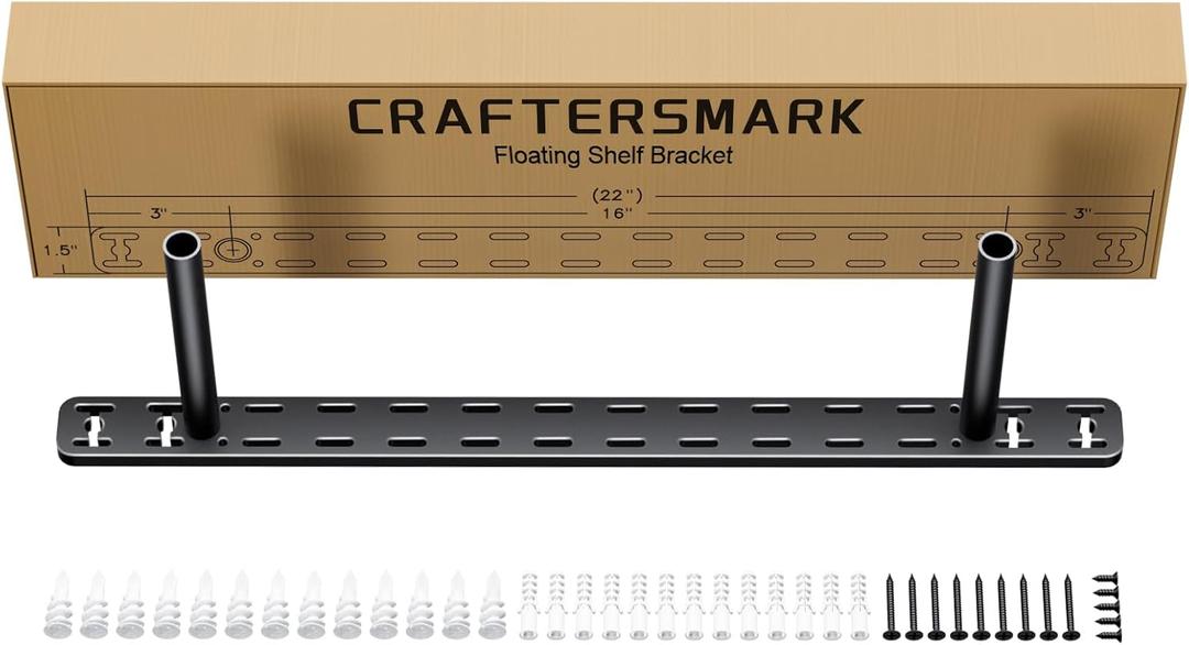 1pc Floating Shelf Hardware Heavy Duty Hidden Shelf Brackets Support,Wall Mounting Invisible Floating Shelves Bracket Without Jig (22" x 6" x 1.5" Without Tools)