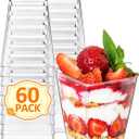 60 Sets 5oz Plastic Dessert Cups - Parfait Cups, Clear Mini Dessert Cups, Small Tumbler for Puddings, Mousse, Appetizers