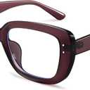 Dollger Big Chunky Blue Light Blocking Glasses for Women Men Trendy Large Rectangle Thick Frame Anti Bluelight Glasses (C4:dark Purple)