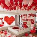 Red 'WILL YOU BE MY GIRLFRIEND' Balloons Sign,Valentines Day Decorations,Confession Letter Balloons with Red and Pink balloons,Love Foil Balloons and Rose Petals for Romantic Special Night Decorations