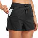 Willit Women's Shorts Hiking Athletic Shorts Yoga Lounge Active Workout Running Shorts Comfy Casual with Pockets 2.5" (Medium, Black)