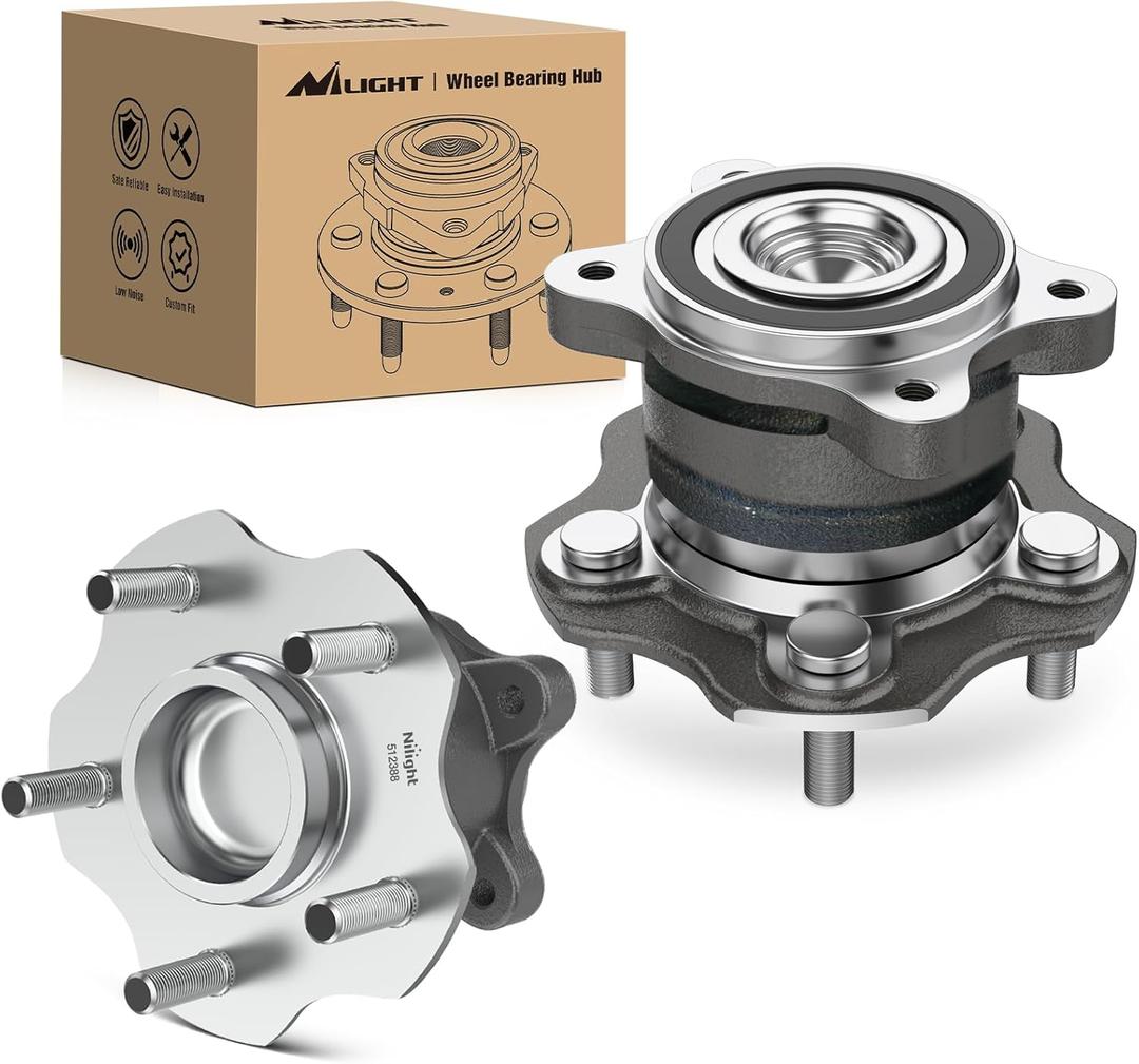 Nilight Rear Wheel Hub Bearing Assembly for Nissan Altima 2007-2014 2015 2016 2017 2018, Murano 2015-2016, Maxima 2009-2019, Pathfinder 2013-2019, Infiniti JX35, FWD 5 Lugs-512388 2Pack