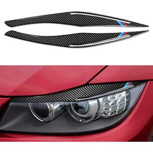 2PCS Headlights Eyebrows Car Eyelids Stickers Carbon Fiber Trim Cover fits for BMW 3 Series Accessories - ONLY for E90 2009-2012