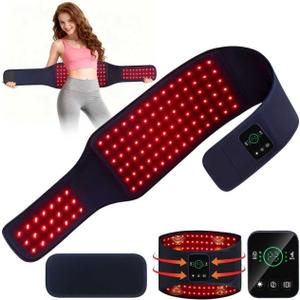 Red Light Therapy Belt for Body, Cordless Infrared Therapy Belt for Back/Abdomen, Waist Wrap with Pulse/Vibration Massage & Timer, Pain Relief, Muscle Relaxation & Circulation Boost, Gift for Parents