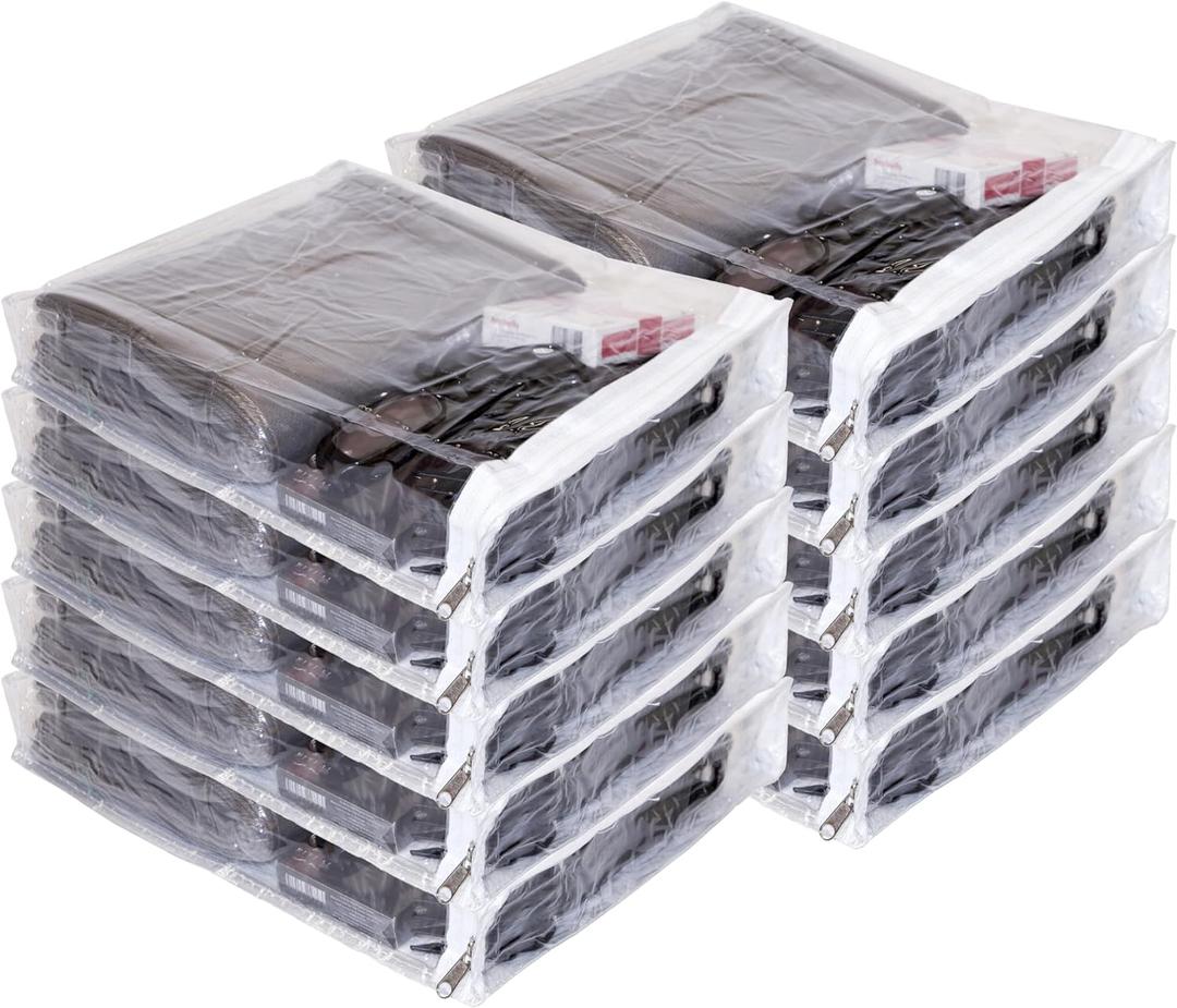 10-Pack Clear Vinyl Zippered Storage Bags 9 x 11 x 2 Inch with Display Pocket