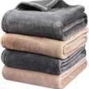 Onarway Dog Blanket Washable for Puppy: 4 Packs Dog Blankets 40x28 - Fluffy Soft Small Throw for Cat Puppy Kitten Dogs - Fleece Pet Blankets for Bed Sofa Car and Indoor - Grey and Khaki