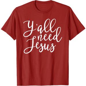Y'All Need Jesus T-Shirt (M, Red)