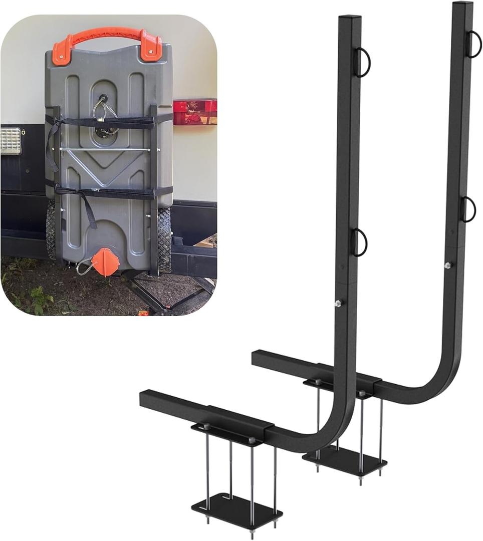RV Tote Tank Carrier,Heavy Duty Steel RV Bumper Mount Tote Tank Holder with Reinforced Straps,Fits 4"-4.5" High RV Bumpers and Compatible with 15, 21, 28, and 36 Gallons Tote Tank
