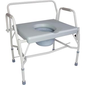 DMI Drop Arm Portable Toilet Commode, Extra-Wide Seat, 500 Pound Weight Capacity with Lid Included, Adjustable Legs, Elderly Assistance Products, Grey