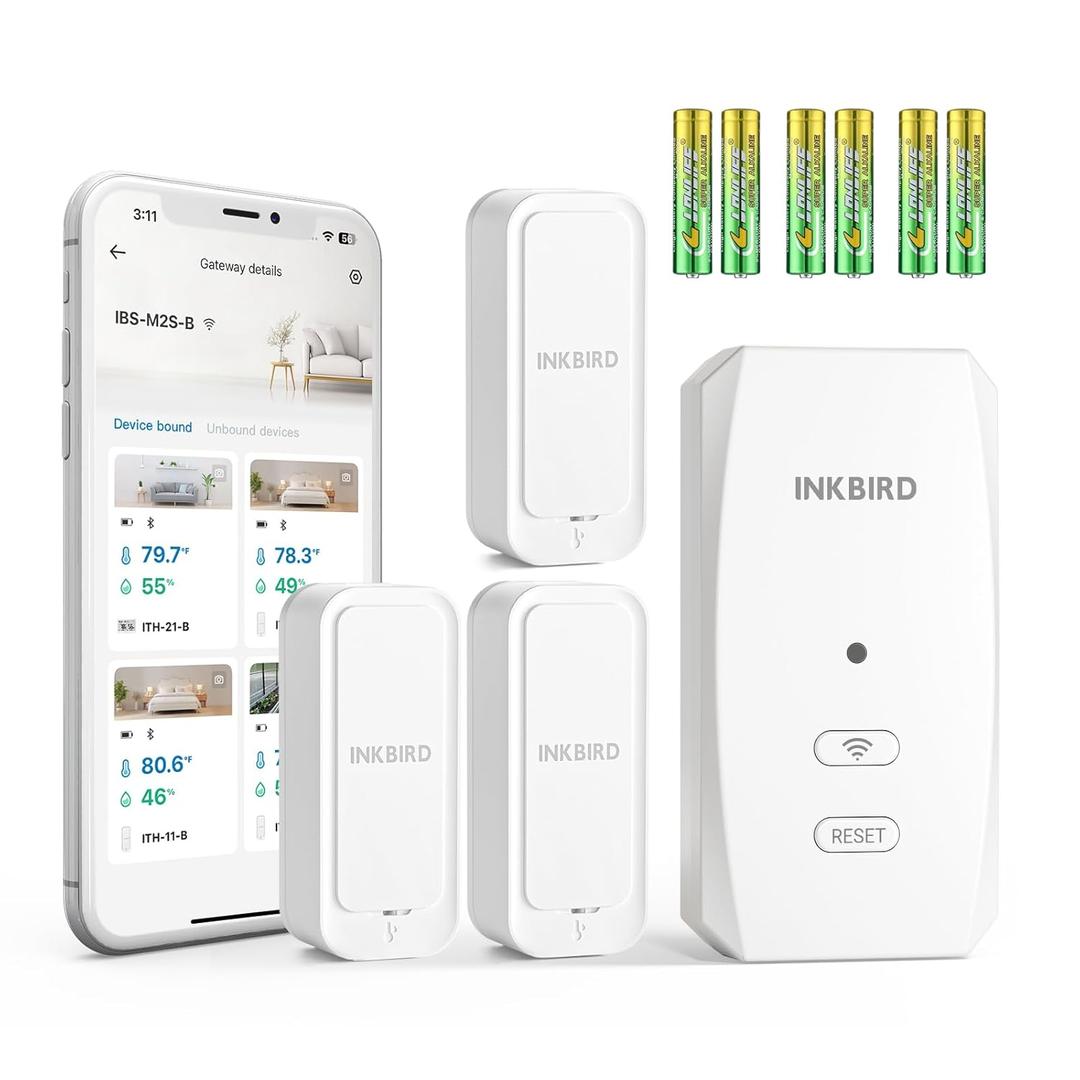 WiFi Hygrometer Thermometer with Swiss Sensor 2 Pack, Bluetooth 5.0 Dual Mode, 300-Day Data Storage, 9-Month Battery, IP65 Waterproof for Home, Greenhouse, Reptile Tank