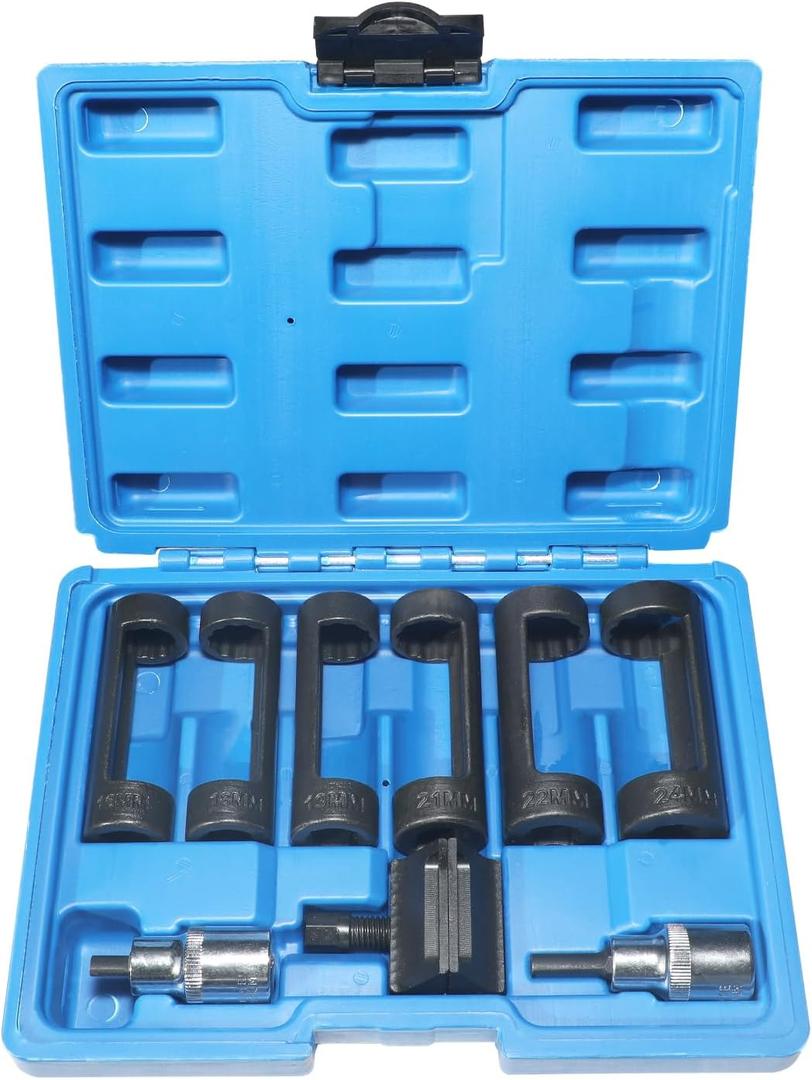 DPTOOL Strut Nut Socket 16mm 18mm 19mm 21mm 22mm 24mm with 12 Point 1/2" Drive Suspension Strut Spreader Socket Tool Suspension Strut Split Hub Steering Knuckle Spreader Tool 9pc Shock Absorber Tool