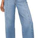 Sidefeel Women's Wide Leg Jeans High Waisted Stretchy Front Seam Denim Pants, Size 6, Sky Blue
