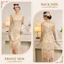1920s Dresses for Women, Roaring 20s Great Gatsby Flapper Dresses Fringed Sequin Vintage Dress with Accessories Set XX