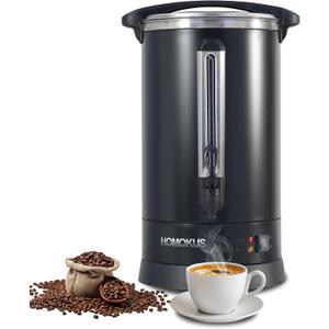 HOMOKUS Commercial Coffee Urn,120 Cup Commercial Coffee Maker,18L Double Wall Stainless Steel Large Hot Coffee Dispenser Hot Water Urn,1500W Quick Brew Electric Coffee Percolator (Dark Grey)
