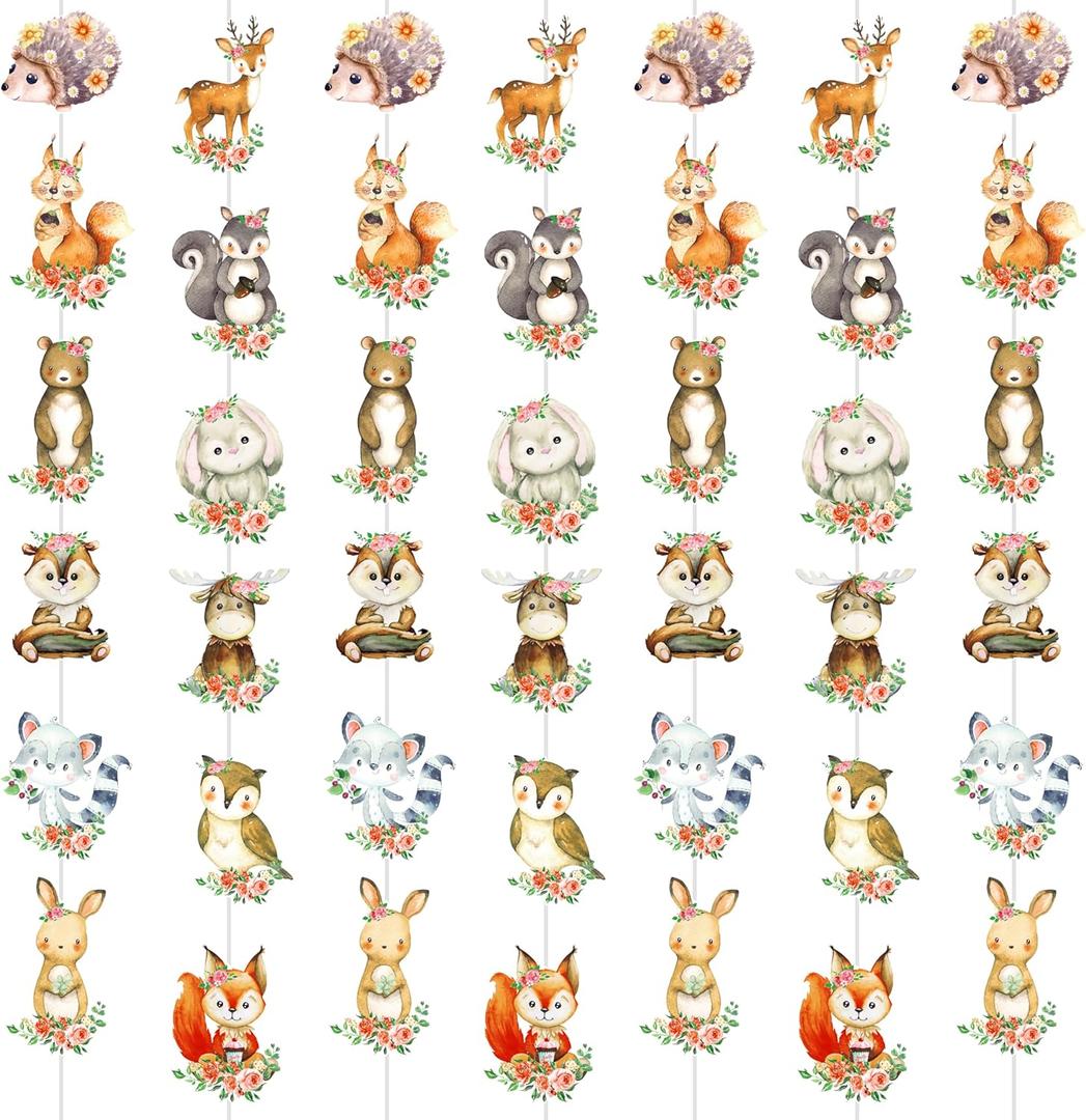 2 x Woodland Animal Hanging Garlands 8Pcs Woodland Creatures Theme Hanging Decorations Forest Animals Cutout Ceiling Wall Decor for Woodland Baby Shower Decorations Birthday Party Supplies