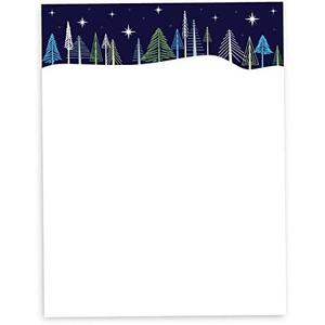 Colorful Trees Christmas Stationary - 60 Sheets - Premium Holiday Letter Paper