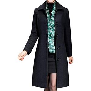 Jenkoon Women's Wool Trench Coat Winter Long Thick Overcoat Walker Coats, Size M