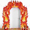 3Pcs Fire Flame Porch Banners Fire Birthday Party Decorations Flame Hanging Door Cover Banner Firefighter Porch Signs Backdrop for Pentecost Decor Firetruck Rescue Camping Photo Booth Prop Favors